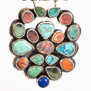 1970s Oscar Betz Multi-Stone Silver Chandelier Earrings
