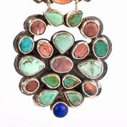 1970s Oscar Betz Multi-Stone Silver Chandelier Earrings