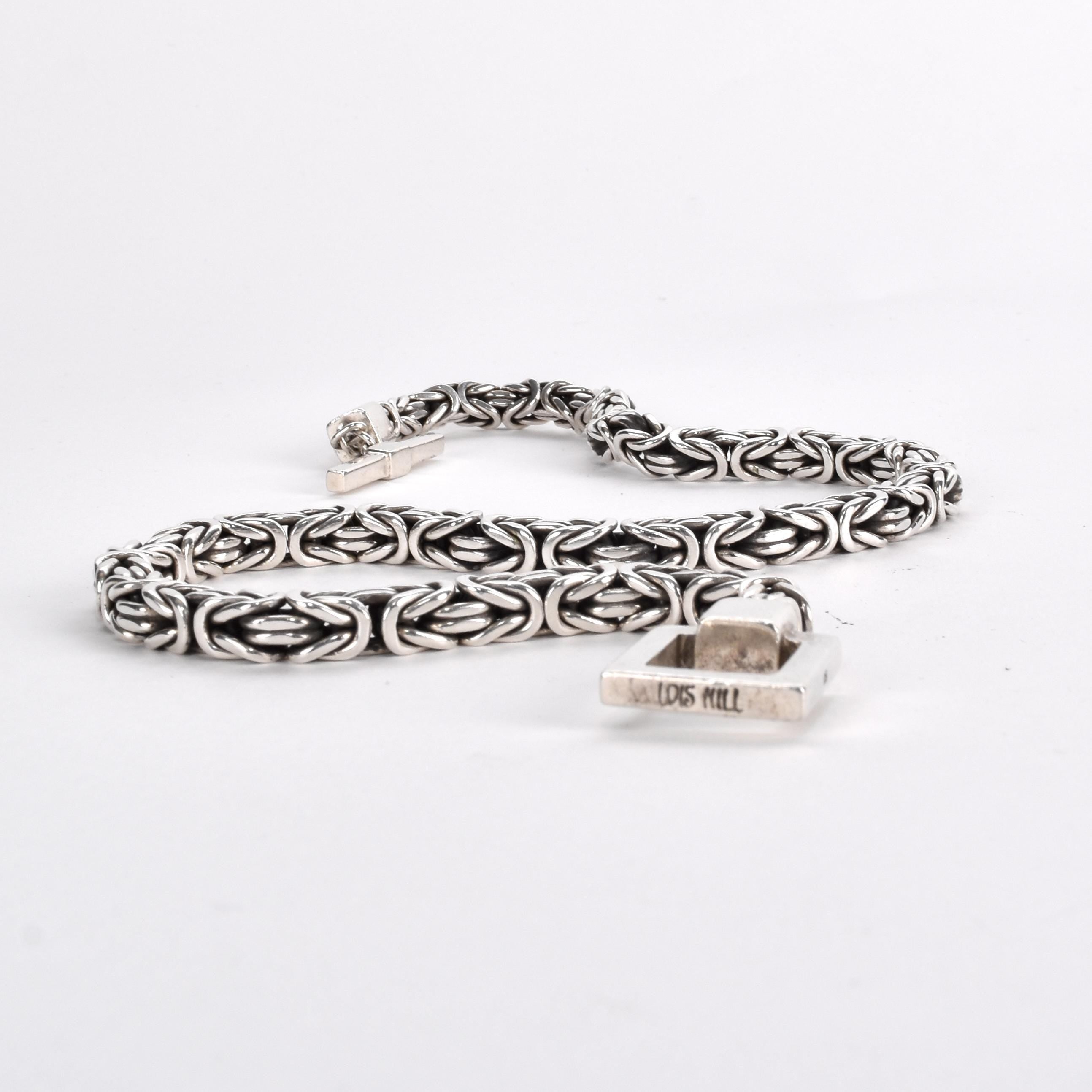 Heavy-Weight Sterling Silver Byzantine Chain with Square Toggle Clasp