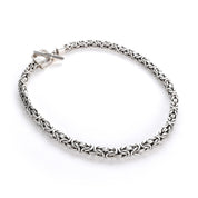 Heavy-Weight Sterling Silver Byzantine Chain with Square Toggle Clasp