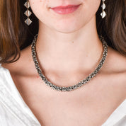 Heavy-Weight Sterling Silver Byzantine Chain with Square Toggle Clasp
