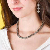 Heavy-Weight Sterling Silver Byzantine Chain with Square Toggle Clasp