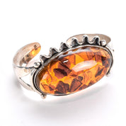 Sterling Silver Massive Amber Cuff Bracelet
