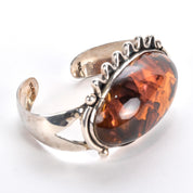 Sterling Silver Massive Amber Cuff Bracelet