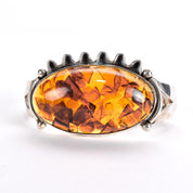 Sterling Silver Massive Amber Cuff Bracelet