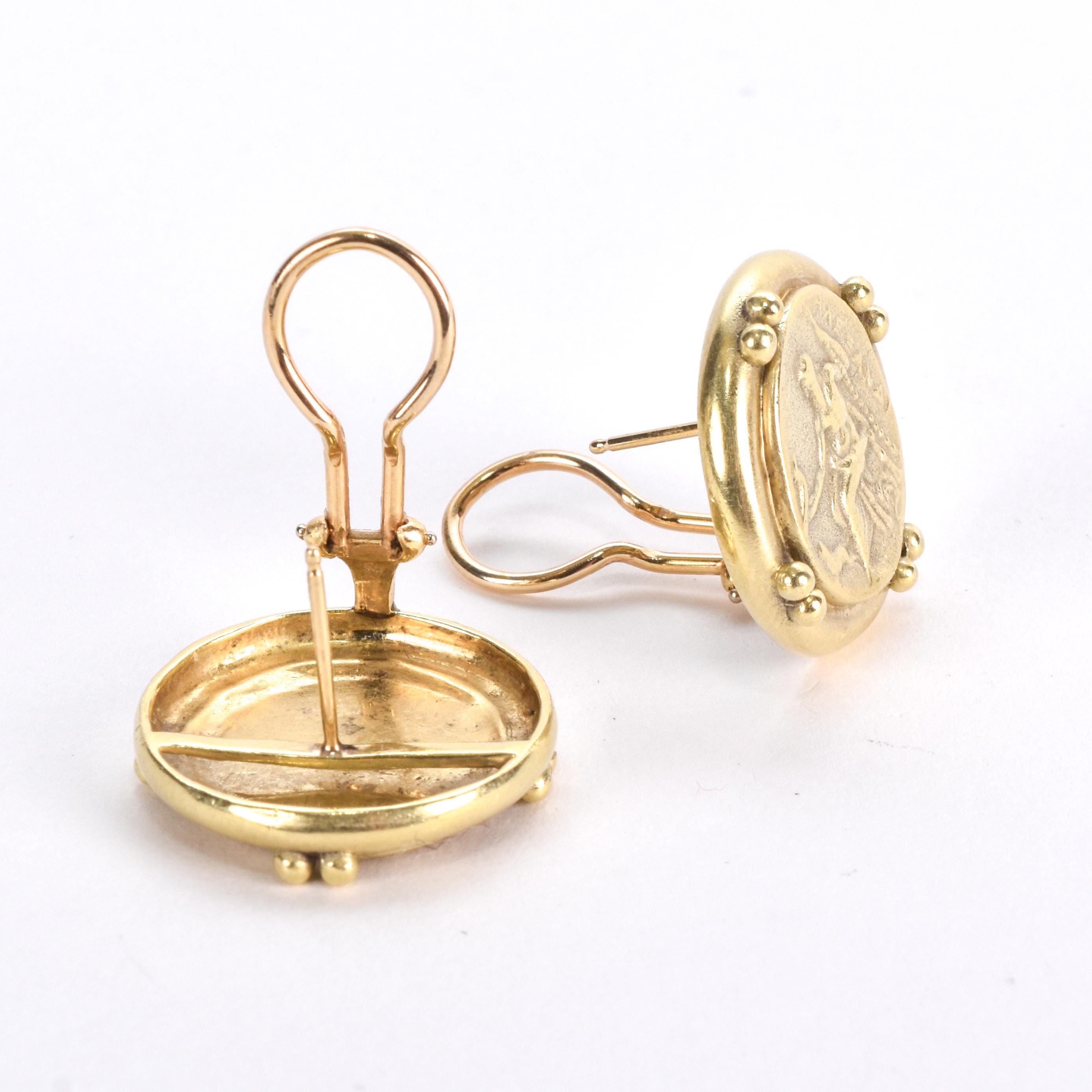 14K Gold Greek Mythology Zeus Stud Earrings