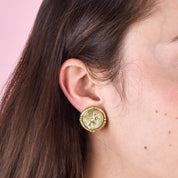 14K Gold Greek Mythology Zeus Stud Earrings