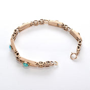 Edwardian Style 9ct Rose Gold Turquoise Gate Bracelet