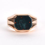 10K Gold Bloodstone Signet Ring