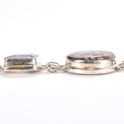 Sterling Rainforest Jasper and Smoky Quartz Link Bracelet