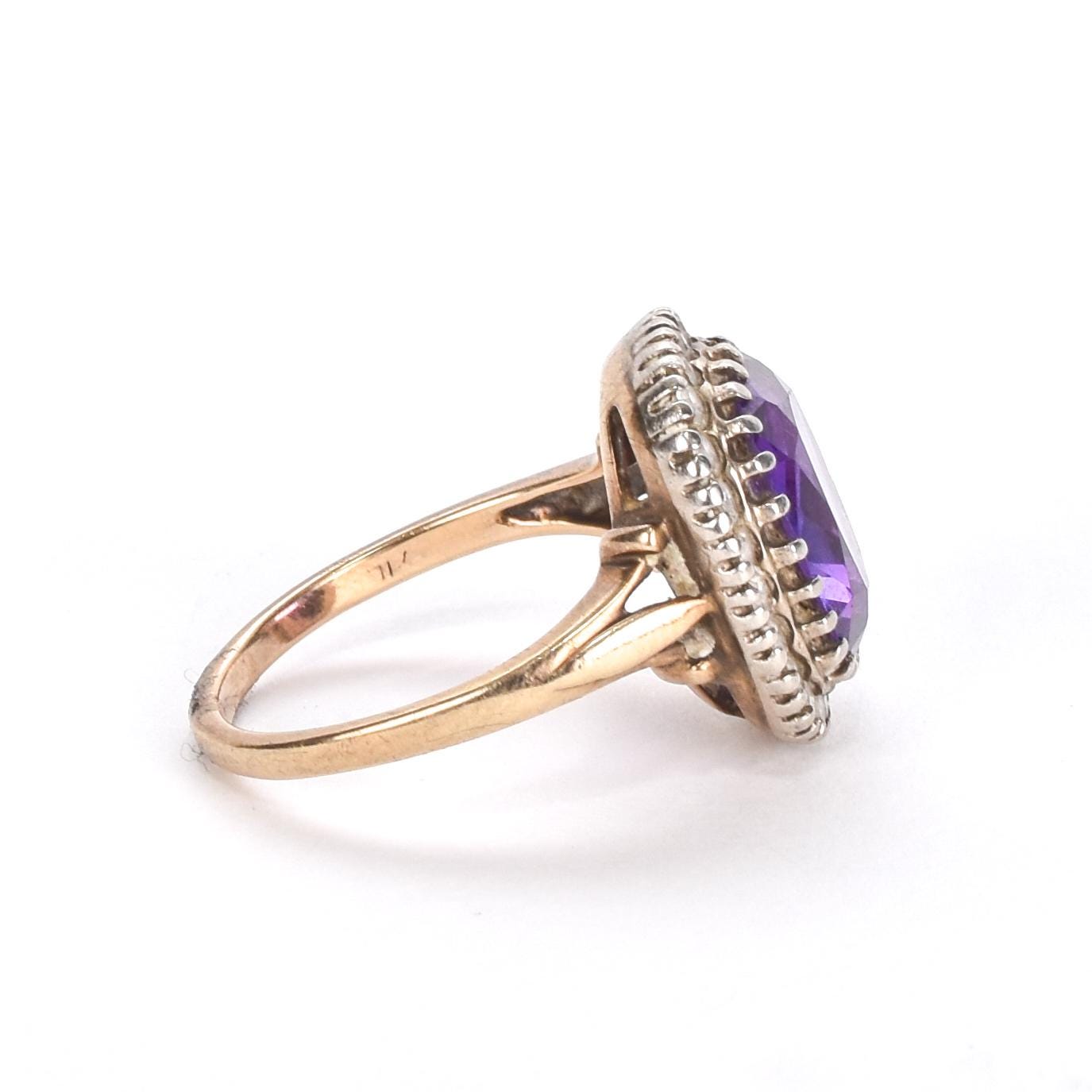 Victorian 10K Cushion Cut Amethyst Ring