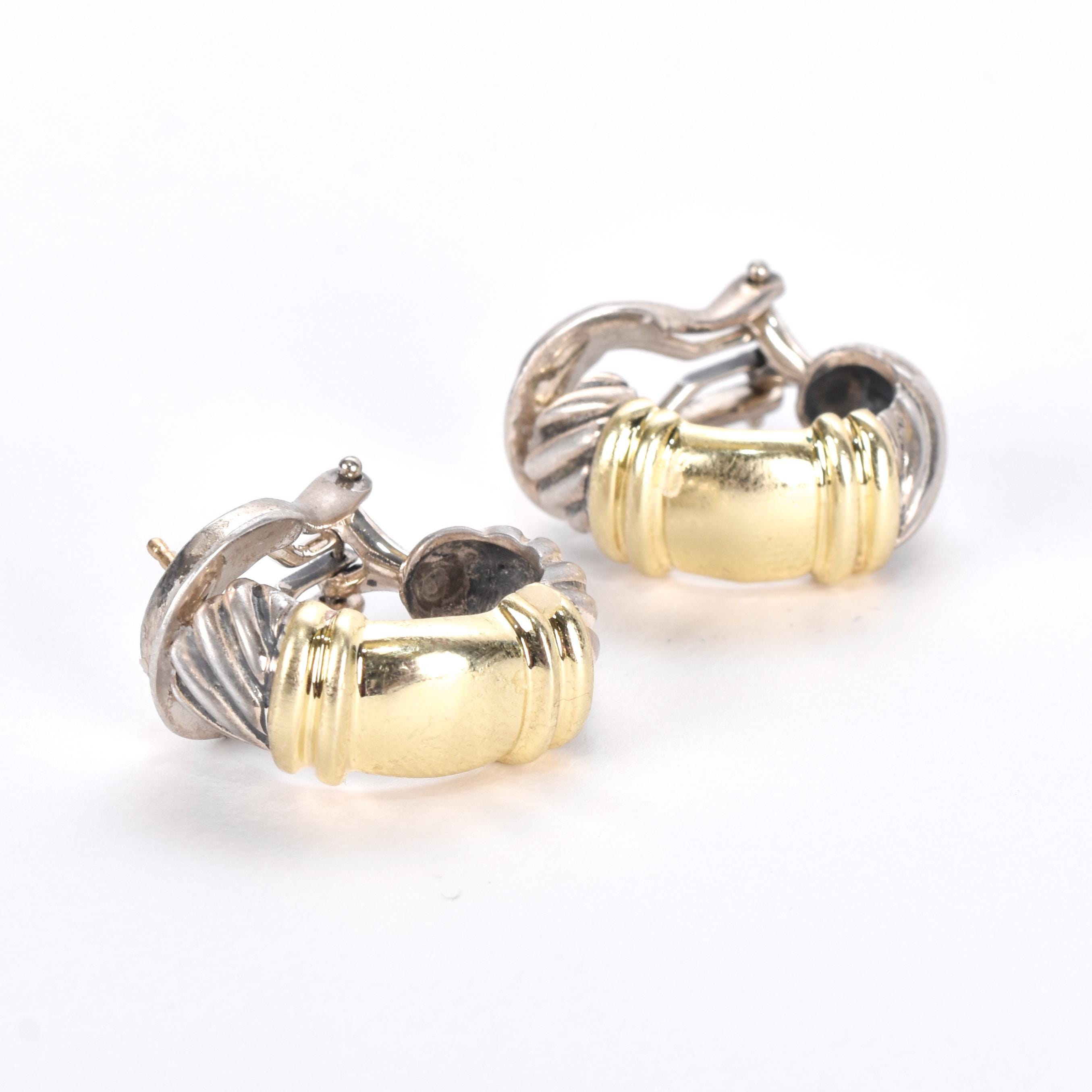 Vintage David Yurman Sterling and 14K Gold Cable Shrimp Earrings