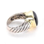 Vintage David Yurman Onyx Noblesse Ring in 925 Silver and 14K Gold