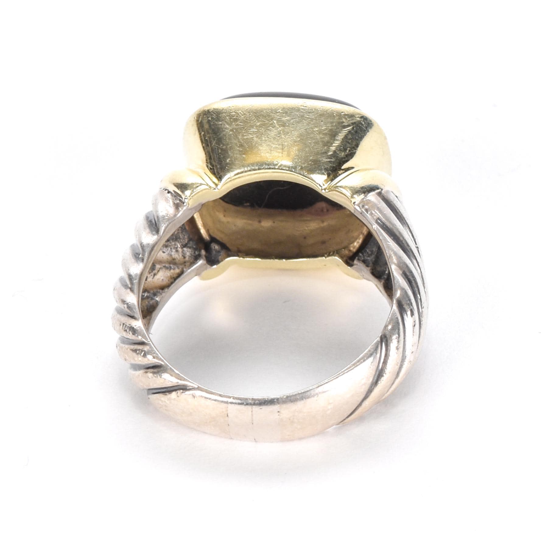 Vintage David Yurman Onyx Noblesse Ring in 925 Silver and 14K Gold