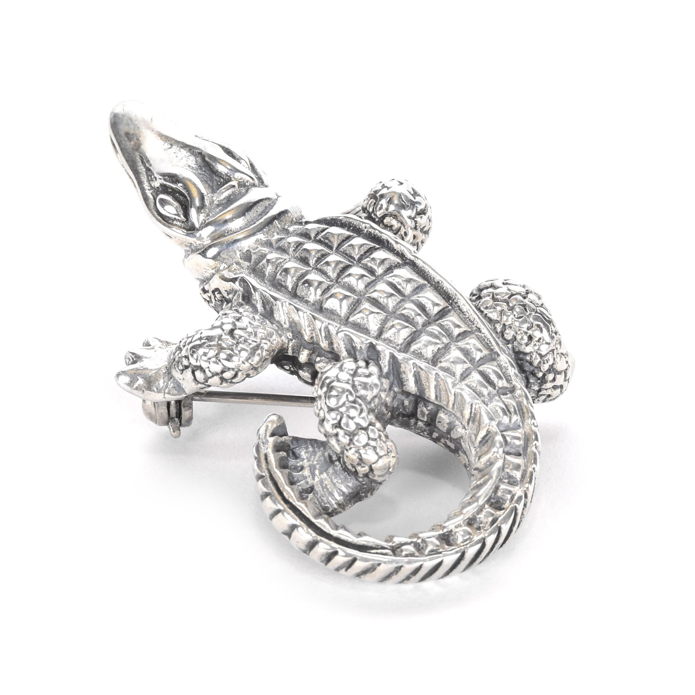 Sterling Silver Alligator Pendant/Brooch