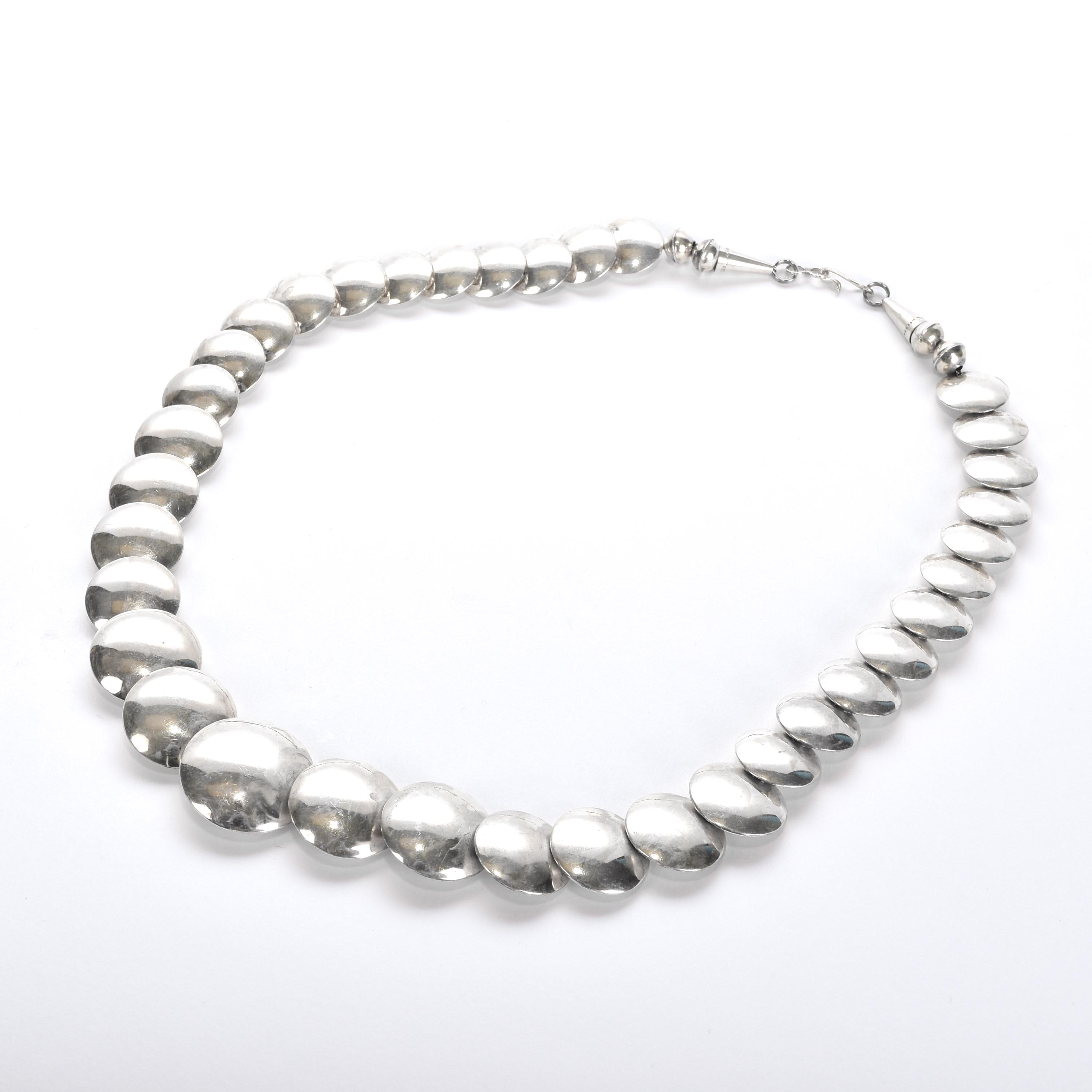 Sterling Silver Southwestern Disk Bead Necklace