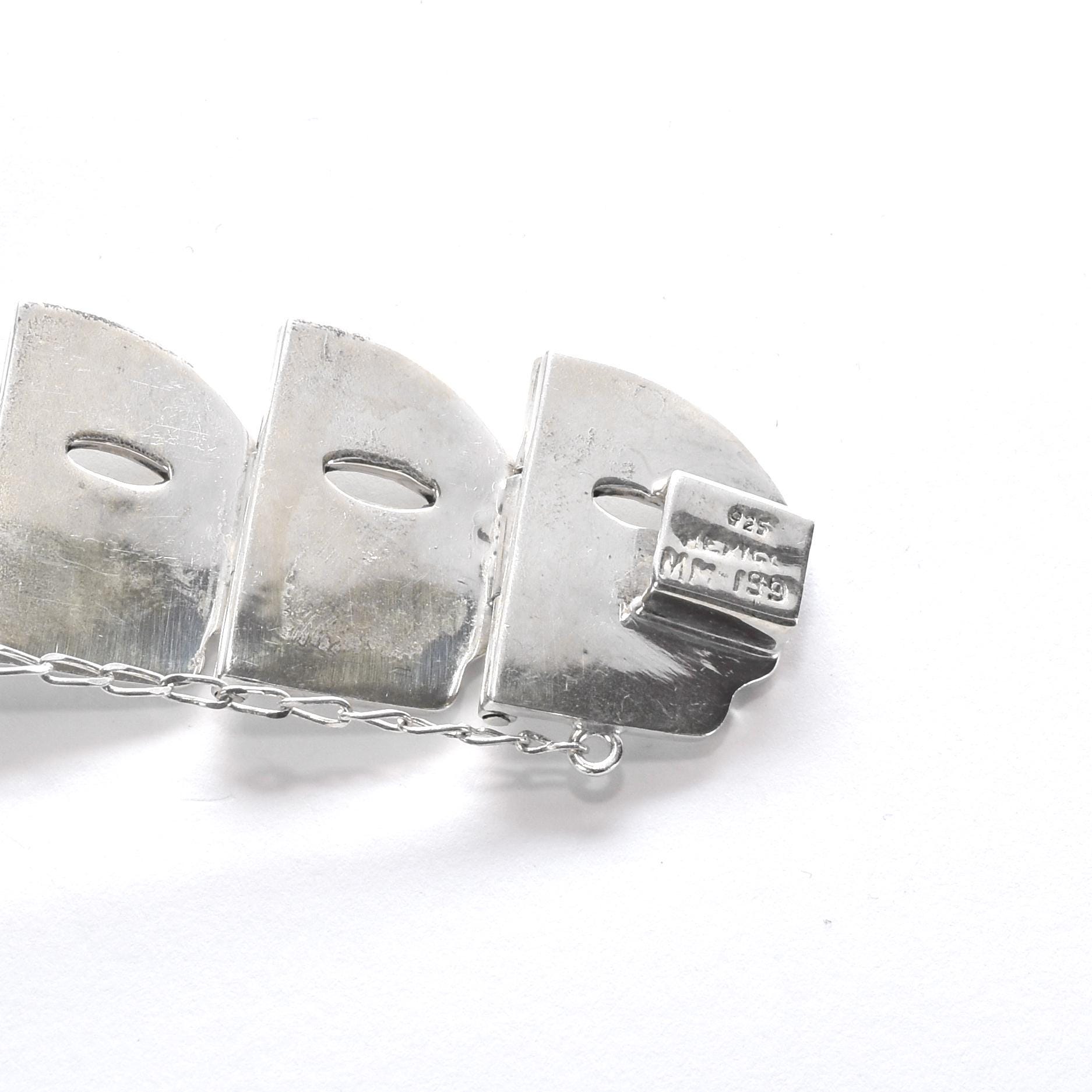 Sterling Silver Modernist Face Link Bracelet