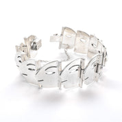 Sterling Silver Modernist Face Link Bracelet
