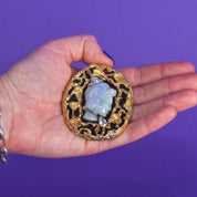 Estate Cameo Brooch with Carved Natural Opal, Black Onyx, 14K Gold and Diamond