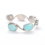 Sterling Silver and Turquoise Wave Link Cuff