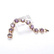 Vintage Victorian Style Gold Filled Amethyst Link Bracelet, Gold-Tone and Amethyst Bracelet, 7in
