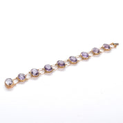 Vintage Victorian Style Gold Filled Amethyst Link Bracelet, Gold-Tone and Amethyst Bracelet, 7in