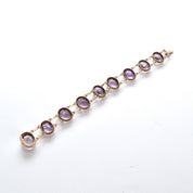 Vintage Victorian Style Gold Filled Amethyst Link Bracelet, Gold-Tone and Amethyst Bracelet, 7in