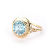 14K Gold Blue Topaz Solitaire Ring