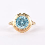 14K Gold Blue Topaz Solitaire Ring