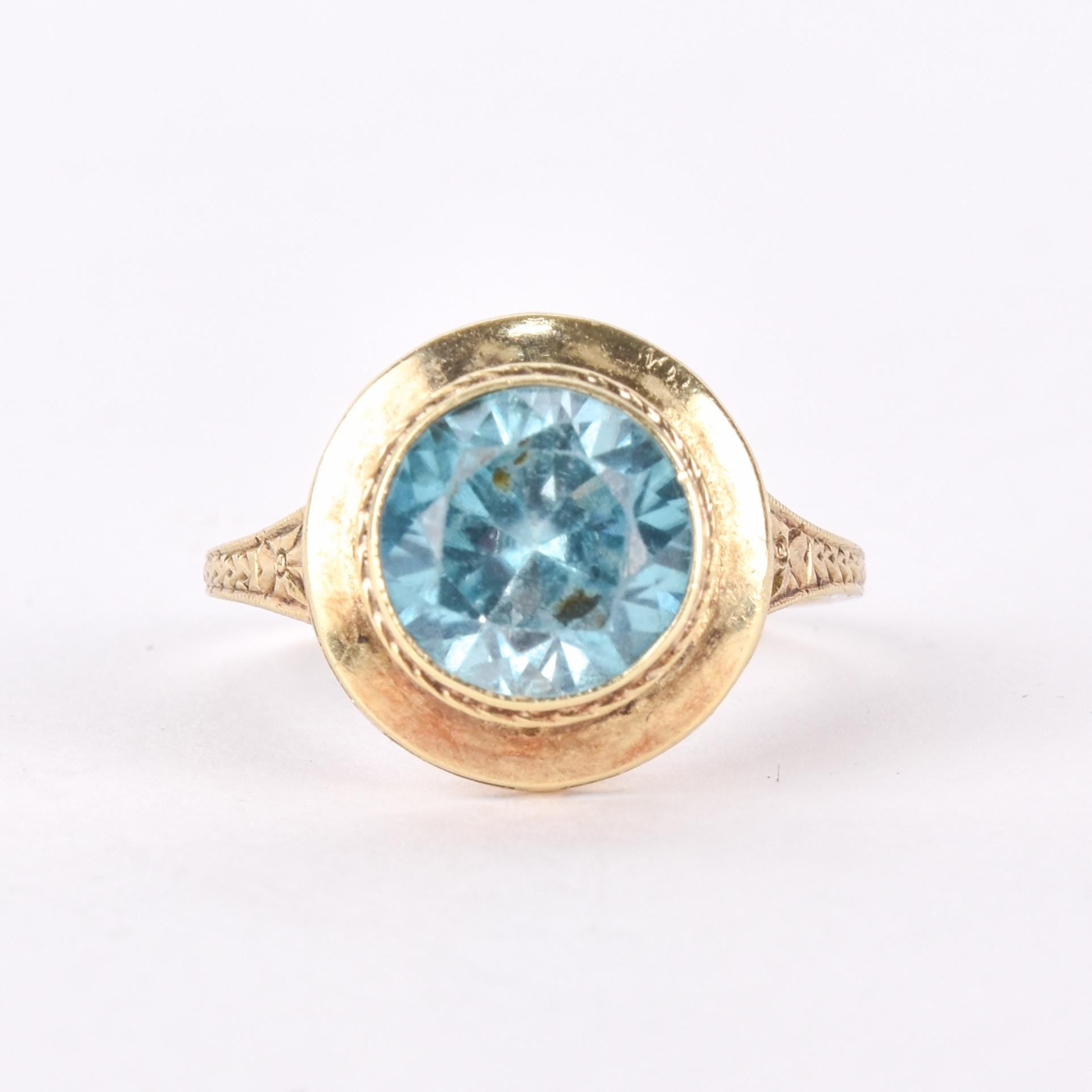 14K Gold Blue Topaz Solitaire Ring