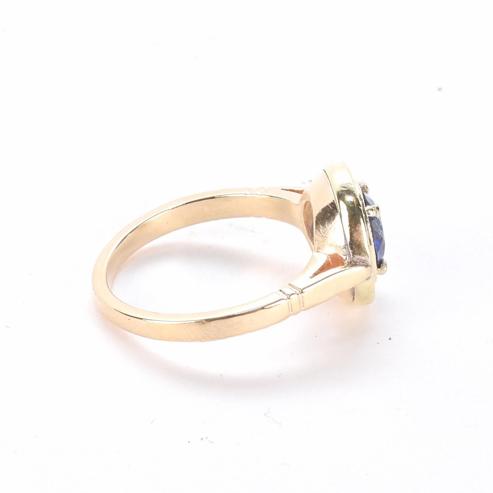 14K Gold Sapphire Solitaire Ring