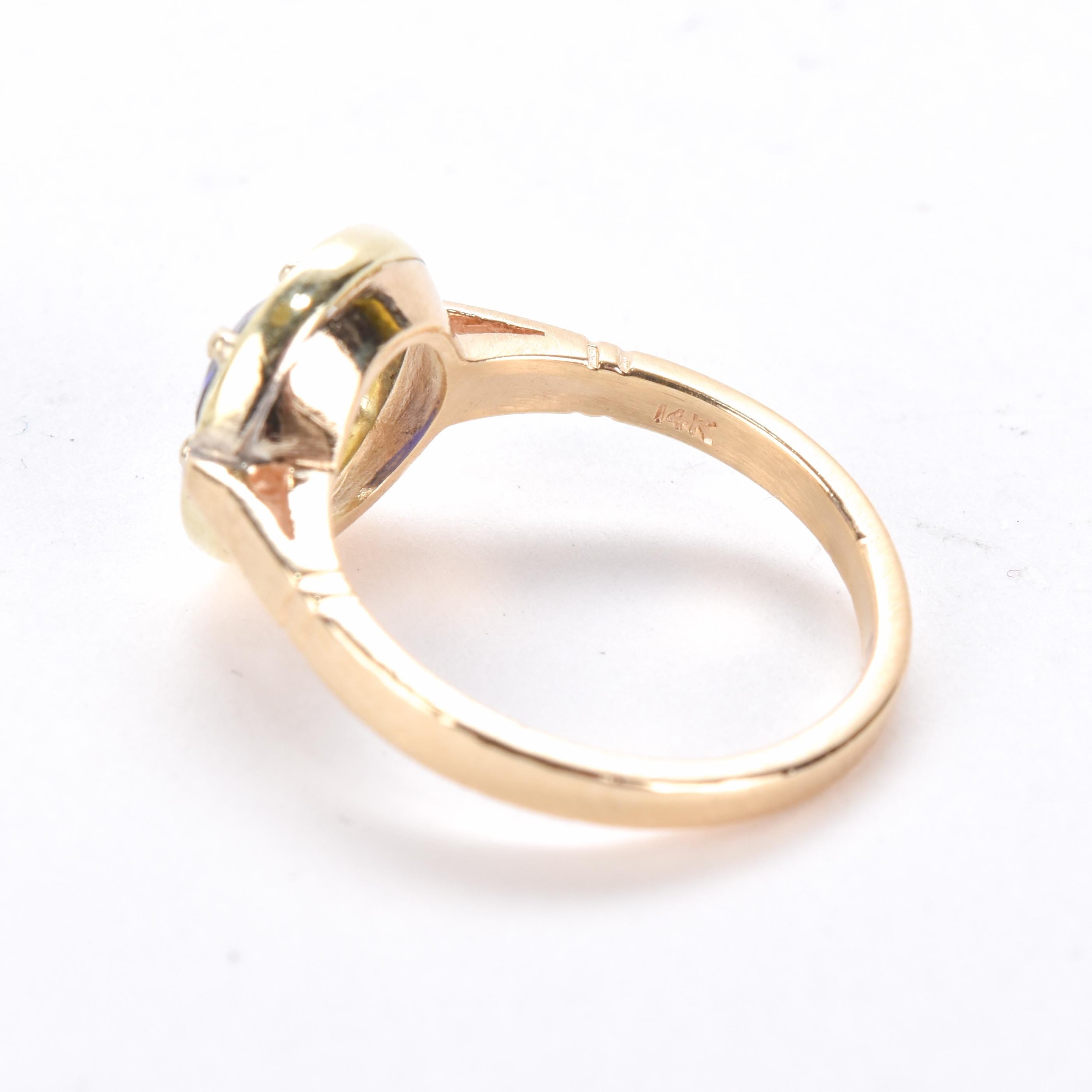 14K Gold Sapphire Solitaire Ring