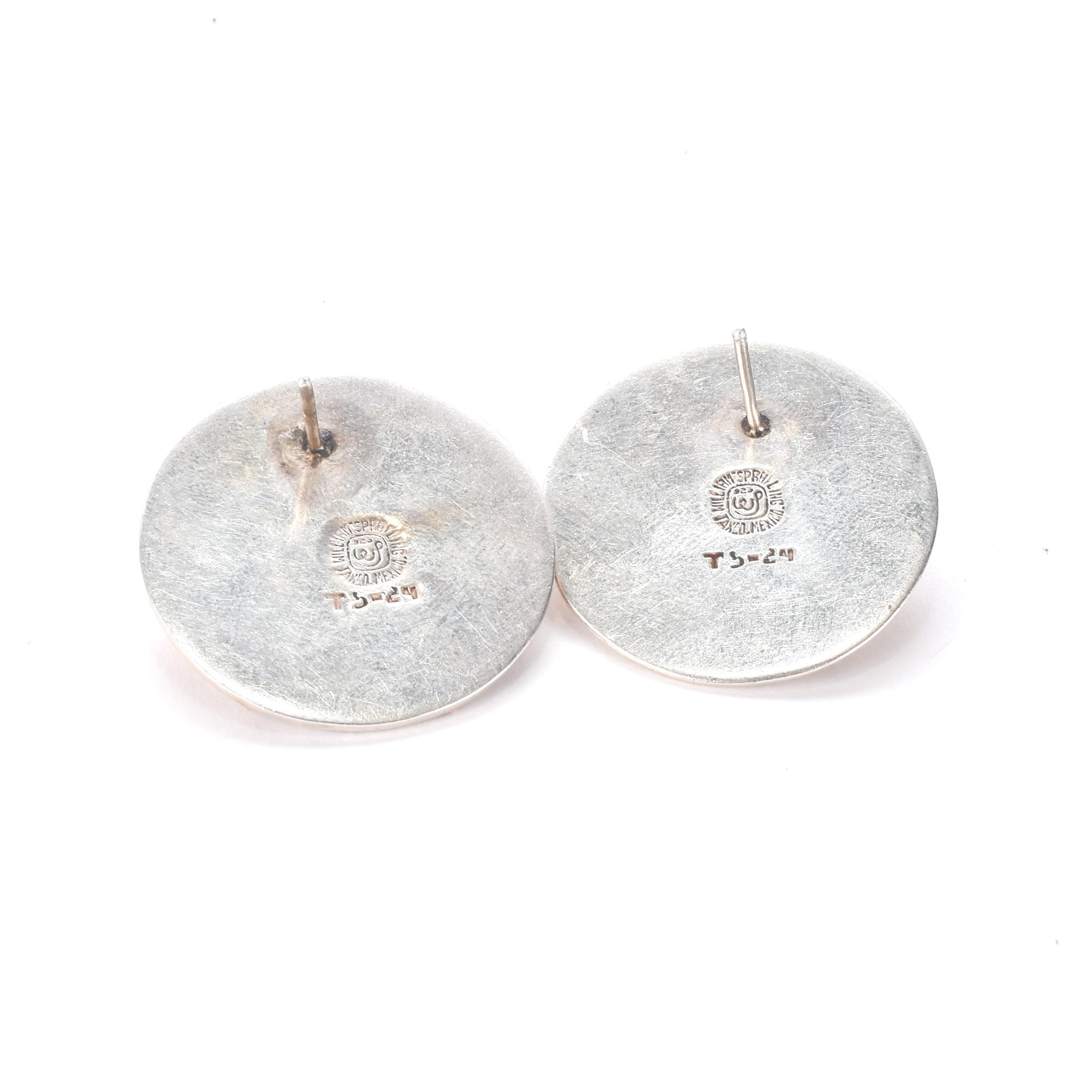 William Spratling Sterling Silver and Copper Sun Earrings