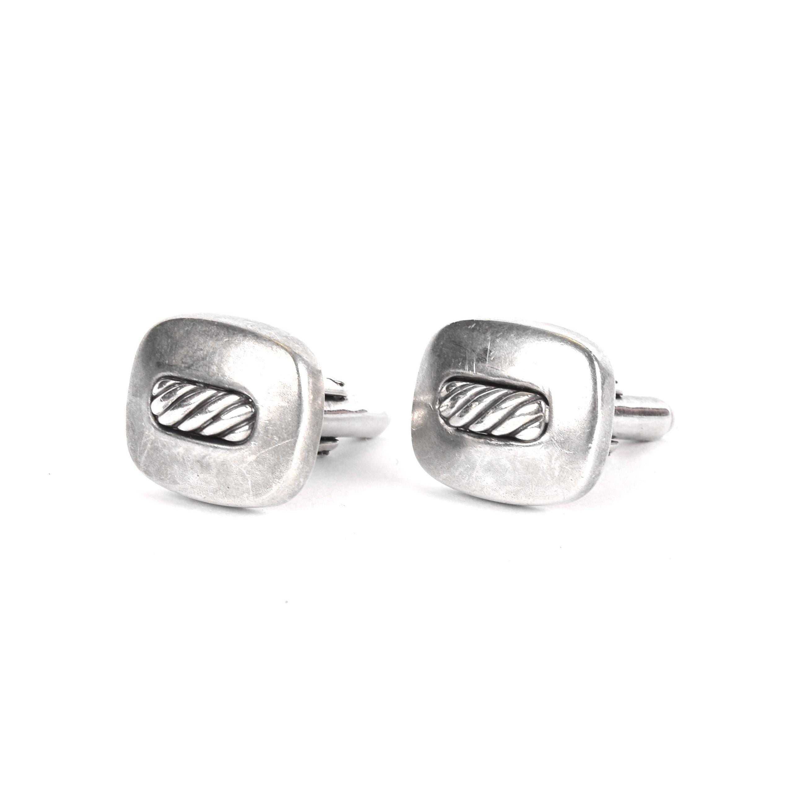 Vintage David Yurman Sterling Silver Cable Cuff Links