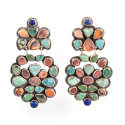 1970s Oscar Betz Multi-Stone Silver Chandelier Earrings