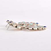 1970s Oscar Betz Multi-Stone Silver Chandelier Earrings