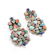 1970s Oscar Betz Multi-Stone Silver Chandelier Earrings