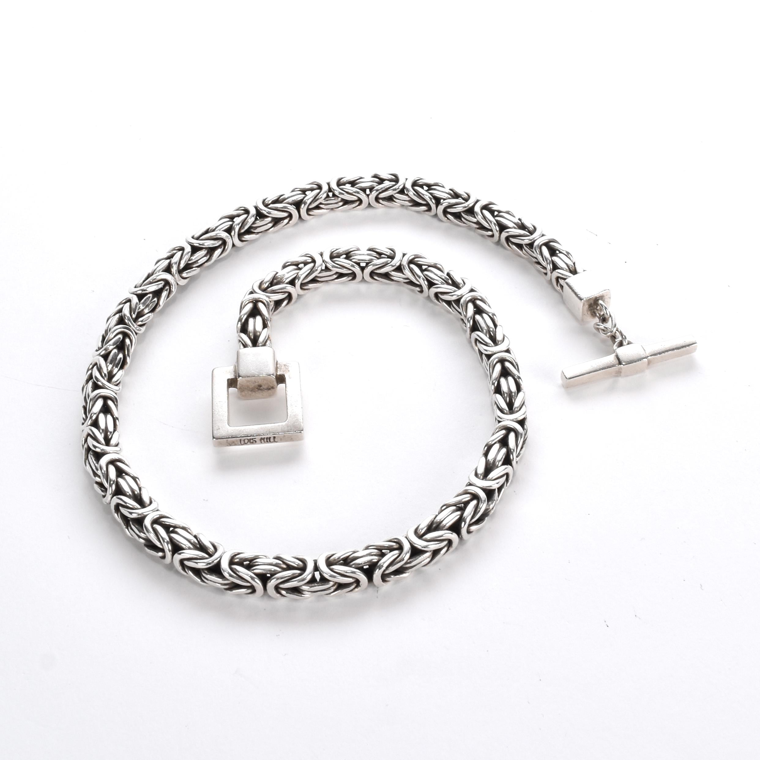 Heavy-Weight Sterling Silver Byzantine Chain with Square Toggle Clasp