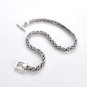 Heavy-Weight Sterling Silver Byzantine Chain with Square Toggle Clasp