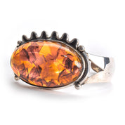 Sterling Silver Massive Amber Cuff Bracelet