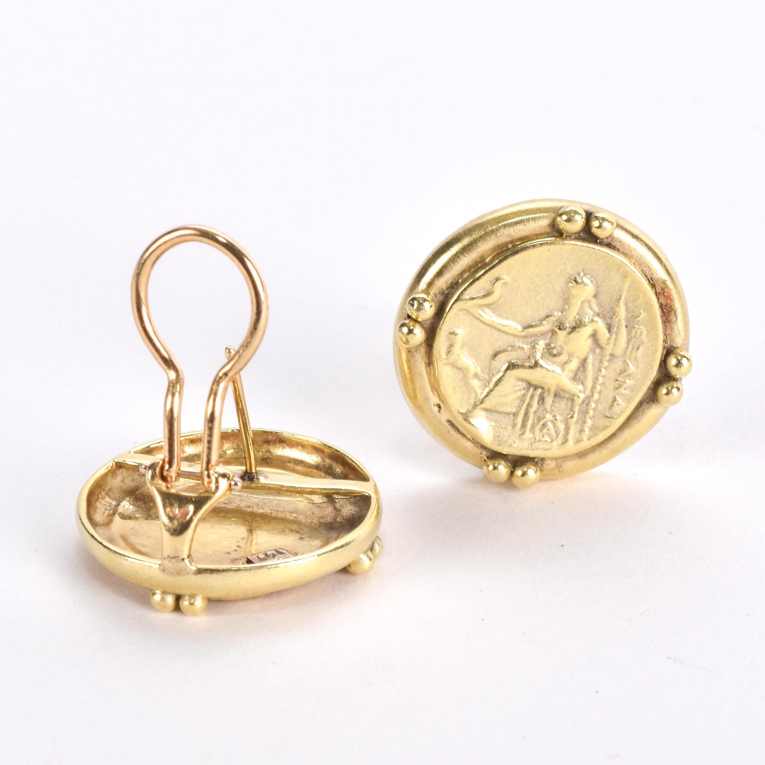 14K Gold Greek Mythology Zeus Stud Earrings