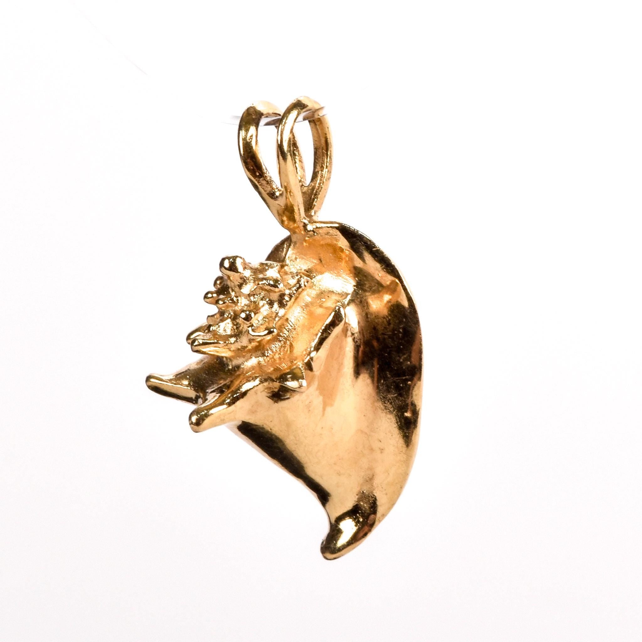 14K Gold Conch Shell Pendant