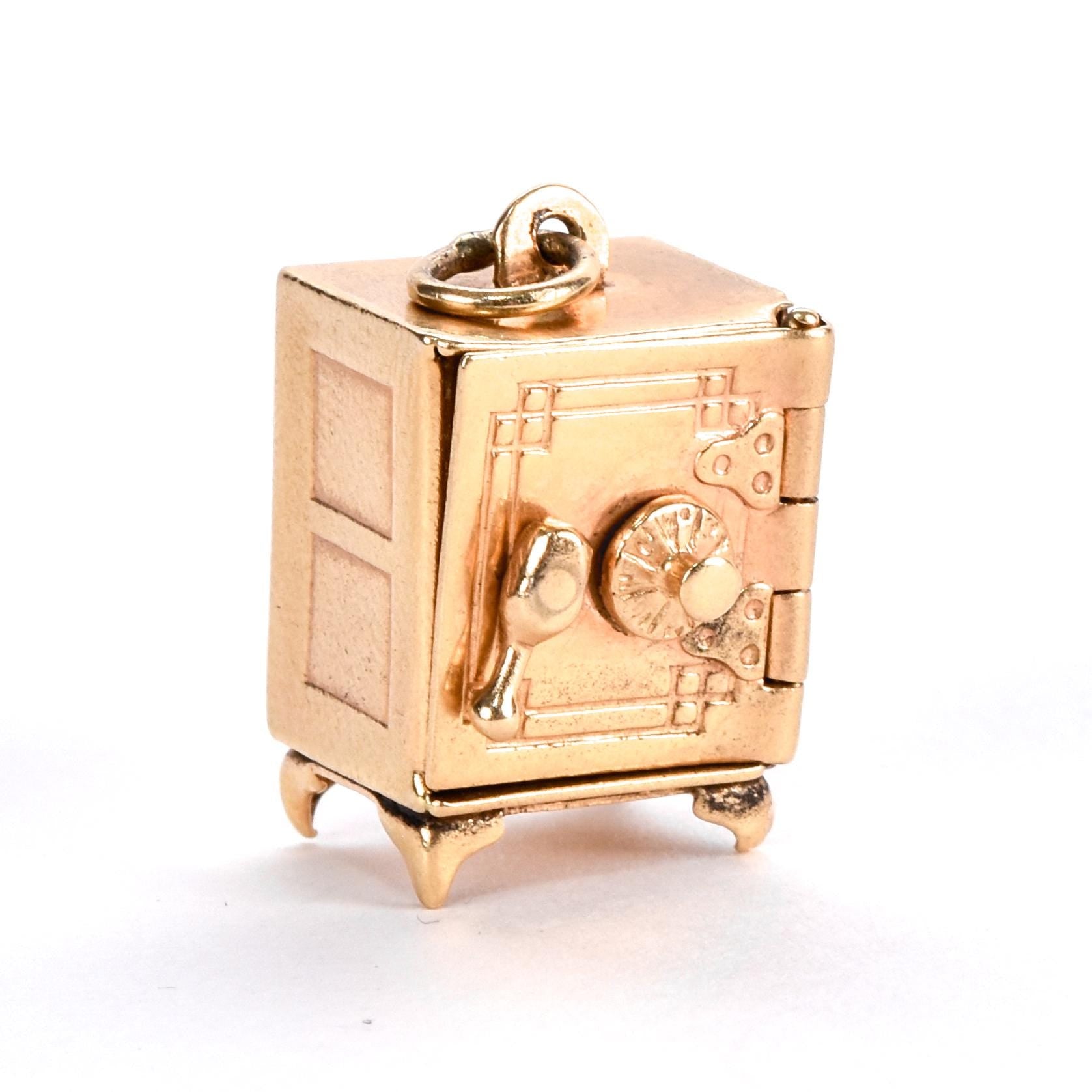 14K Gold Vault Pendant with Emergency Dollar and Locking Door