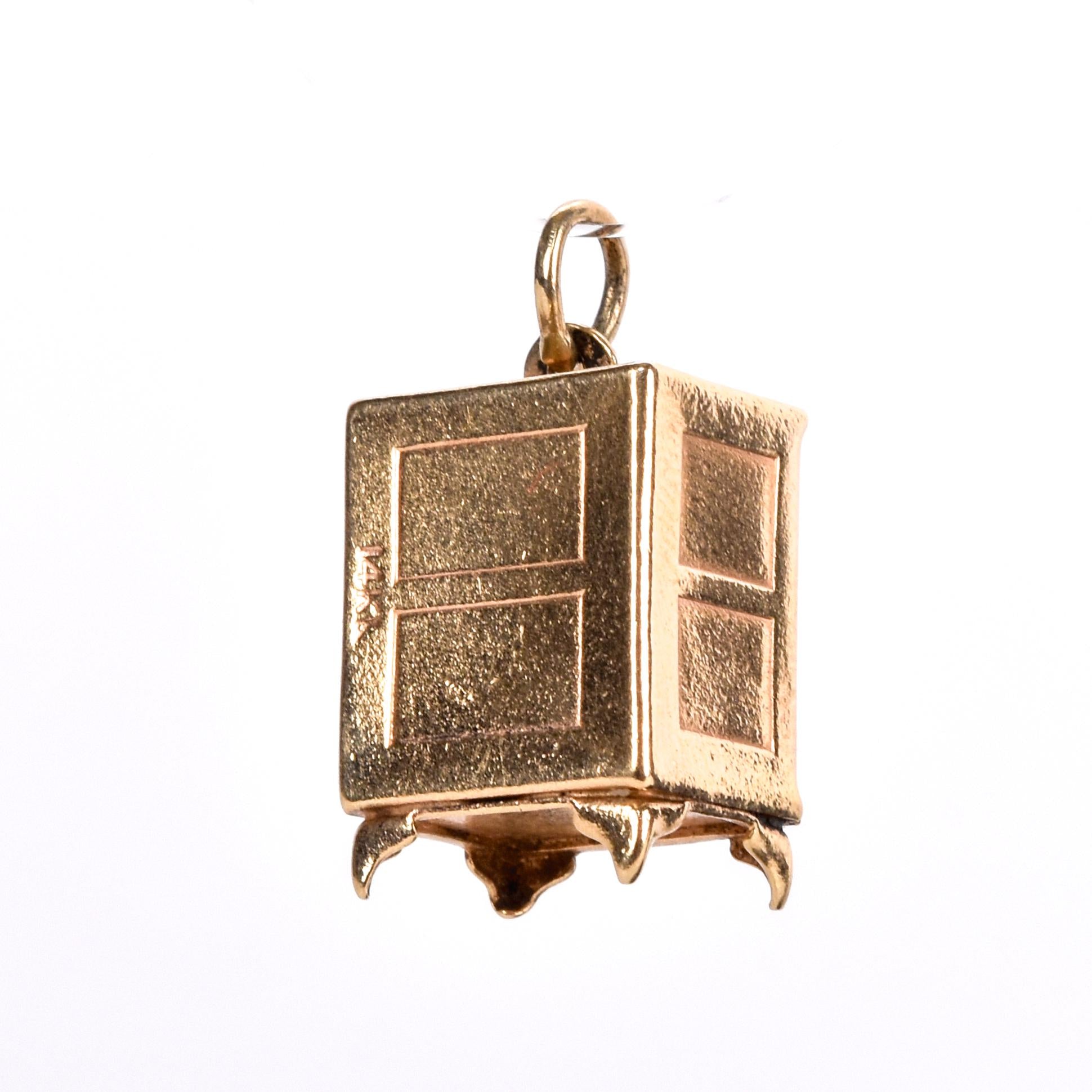 14K Gold Vault Pendant with Emergency Dollar and Locking Door