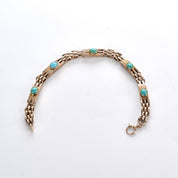Edwardian Style 9ct Rose Gold Turquoise Gate Bracelet