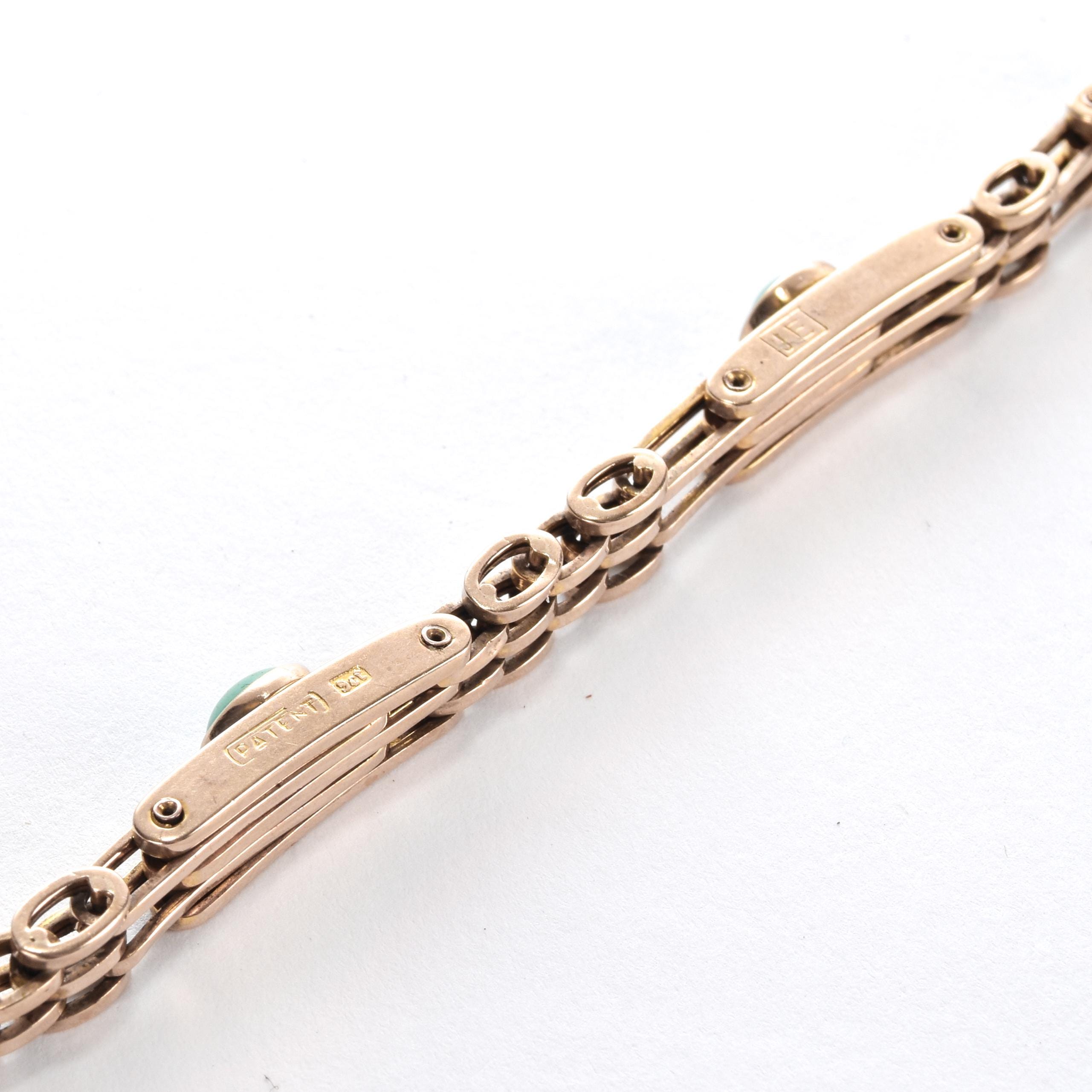 Edwardian Style 9ct Rose Gold Turquoise Gate Bracelet