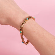 Edwardian Style 9ct Rose Gold Turquoise Gate Bracelet