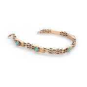 Edwardian Style 9ct Rose Gold Turquoise Gate Bracelet