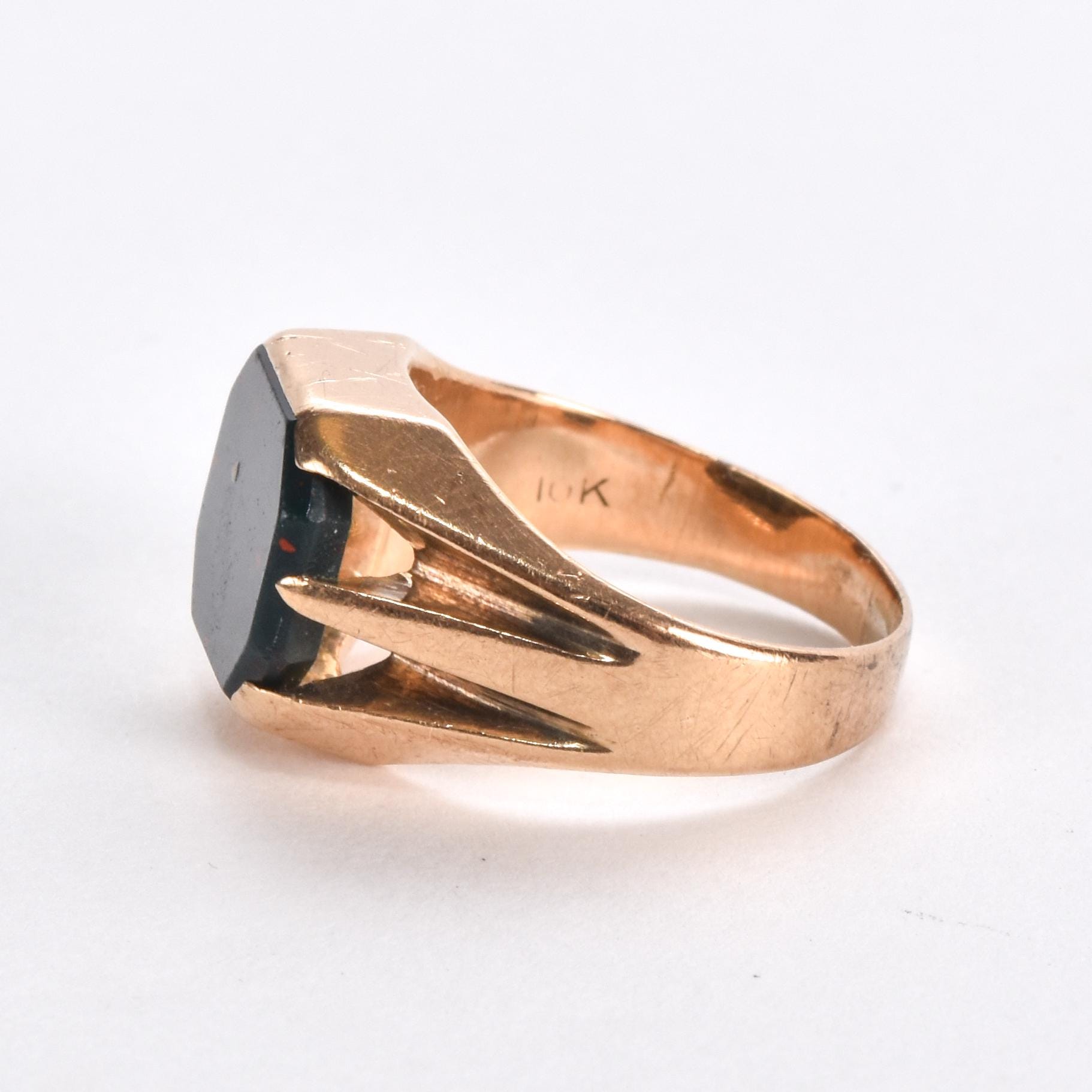 10K Gold Bloodstone Signet Ring