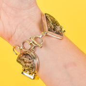Sterling Rainforest Jasper and Smoky Quartz Link Bracelet